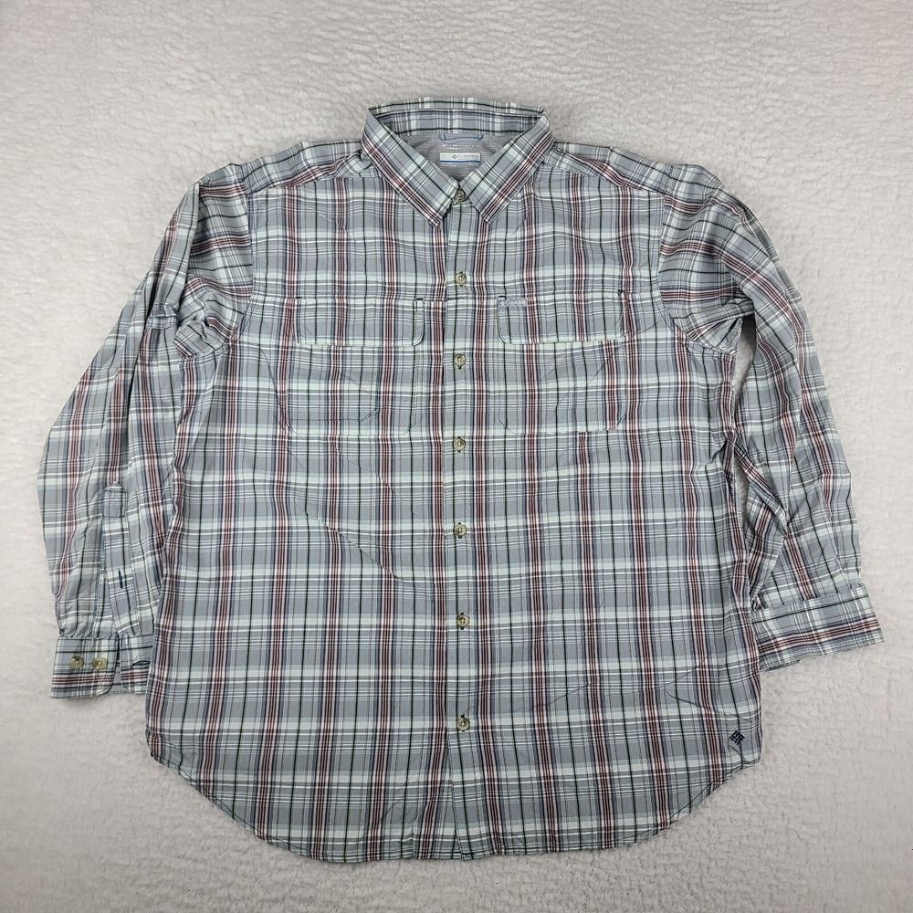 Columbia Shirt Mens XL Plaid Omni Wick Advanced Evaporation Vented Button Up